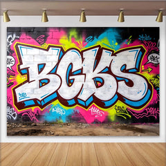 Lofaris Vibrant Neon Graffiti Wall Backdrop with Urban Brick Texture, Colorful Street Art Background for Hip Hop Party and Photoshoot