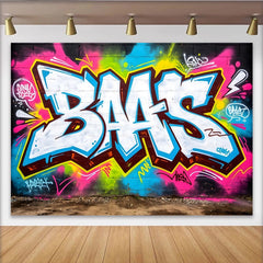 Lofaris Vibrant Graffiti Wall Photography Backdrop with Bold Letters, Urban Street Art Background for Photoshoot