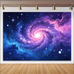Lofaris Vibrant Blue Purple Galaxy Photography Backdrop, Starry Cosmic Background for Studio Photoshoot and Party Decor