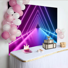 Lofaris Vibrant Abstract Neon Photography Backdrop with Geometric Triangles, Futuristic Studio Background for Creative Photoshoot