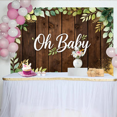 Lofaris Rustic Wood Eucalyptus Oh Baby Shower Backdrop, Greenery Foliage Photography Background for Gender Reveal Party Decor