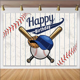 Lofaris Dynamic Baseball Sports Birthday Backdrop with Bats, Glove and Cap, Pinstripe Background for Boys Party Decoration