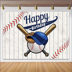 Lofaris Dynamic Baseball Sports Birthday Backdrop with Bats, Glove and Cap, Pinstripe Background for Boys Party Decoration