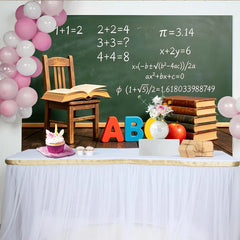Lofaris Green Chalkboard Classroom Photography Backdrop, Back to School Learning Studio Background with ABC Letters and Books