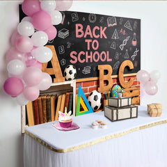 Lofaris Chalkboard Back To School Backdrop with Wooden Letters and Books, Educational Studio Background for Student Photoshoots