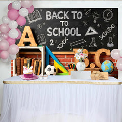 Lofaris Back To School Backdrop with Chalkboard and Learning Elements, Educational Photography Background for Classroom Decor