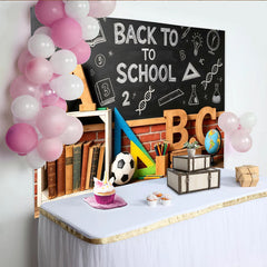 Lofaris Back To School Backdrop with Chalkboard and Learning Elements, Educational Photography Background for Classroom Decor