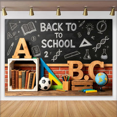 Lofaris Back To School Backdrop with Chalkboard and Learning Elements, Educational Photography Background for Classroom Decor