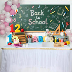Lofaris Back to School Chalkboard Backdrop with Books and Apples, Vibrant Educational Photo Background for Classroom and Studio