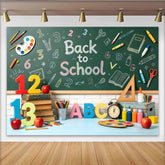 Lofaris Back to School Chalkboard Backdrop with Books and Apples, Vibrant Educational Photo Background for Classroom and Studio