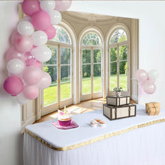 Lofaris Elegant White Room Arched Door and Window Photography Backdrop, Luxurious Interior Studio Background for Portrait Photoshoot