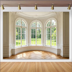 Lofaris Elegant Room Window Photography Backdrop, Arched Design and Natural Light, Luxurious Interior for Studio Photoshoot and Portrait
