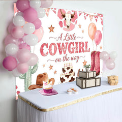 Lofaris Pink Cowgirl Baby Shower Backdrop, Western Theme Decor with Boots and Cactus for Girl Party Background