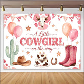 Lofaris Pink Cowgirl Baby Shower Backdrop, Western Theme Decor with Boots and Cactus for Girl Party Background