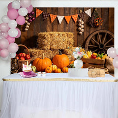 Lofaris Rustic Wooden Barn Thanksgiving Harvest Backdrop, Autumn Fall Photography Background for Party Decoration