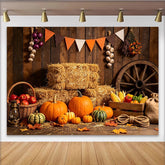 Lofaris Rustic Wooden Barn Thanksgiving Harvest Backdrop, Autumn Fall Photography Background for Party Decoration