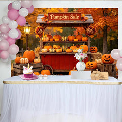 Lofaris Autumn Pumpkin Patch Backdrop with Jack-O-Lanterns, Farm Stand Photography Background for Halloween Party Decor