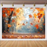 Lofaris Falling Orange Leaves Autumn Forest Photography Backdrop, Beautiful Natural Scenery Background for Studio Photoshoot