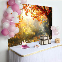 Lofaris Golden Autumn Photography Backdrop with Falling Leaves, Natural Forest Background for Professional Studio Photoshoots and Events