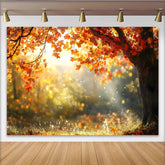 Lofaris Golden Autumn Photography Backdrop with Falling Leaves, Natural Forest Background for Professional Studio Photoshoots and Events