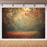 Lofaris Warm Autumn Forest Photography Backdrop with Fallen Leaves and Bokeh Light, Natural Seasonal Background for Studio Photoshoot