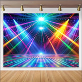 Lofaris Vibrant Colorful Disco Dance Backdrop with Bright Spotlights and Laser Beams, Dynamic Stage Lighting Background for Party and Event