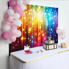 Lofaris Vibrant Rainbow Bokeh Photography Backdrop with Light Streaks, Sparkling Party Background for Studio Photoshoots