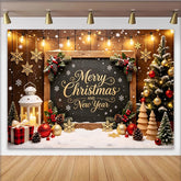 Lofaris Chalkboard Christmas and New Year Backdrop with Festive Lights and Snow, Elegant Holiday Party Background for Photos and Winter Decor
