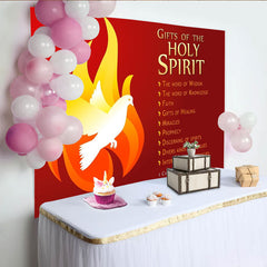 Lofaris Red Holy Spirit Dove and Flame Party Backdrop, Christian Religious Celebration Decor