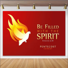 Lofaris Red and Gold Pentecost Sunday Party Backdrop, Holy Spirit Dove and Flames Design for Church Events