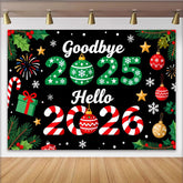 Lofaris Goodbye 2025 Hello 2026 New Year and Christmas Party Backdrop, Festive Winter Holiday Decor