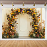 Lofaris Rustic Sunflower and Pampas Grass Floral Arch Party Backdrop, Bohemian Wedding or Fall Photo Shoot