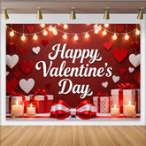 Lofaris Romantic Red Happy Valentine's Day Party Backdrop, Featuring Hearts, String Lights and Gift Boxes