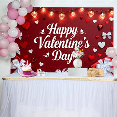 Lofaris Happy Valentine's Day Red and White Hearts and Gift Boxes Party Backdrop, Romantic Love Celebration Decor