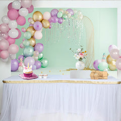 Lofaris Mint Green Mermaid Birthday Backdrop with Lavender and Gold Balloons, Elegant Under the Sea Party Background for Girls Photoshoot