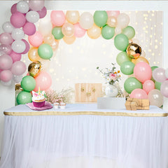 Lofaris Pastel Balloon Arch Photography Backdrop with Flowers, Elegant Floral Background for Studio Portrait