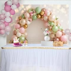 Lofaris Pastel Balloon Arch Photography Backdrop with Floral Accents, Elegant Party Decor for Professional Studio Photoshoot