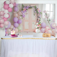 Lofaris Pastel Floral Door Photography Backdrop with Balloons, Dreamy Studio Background for Spring Portrait Photoshoot