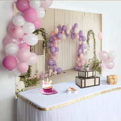 Lofaris Rustic Floral Balloon Birthday Backdrop with Lavender and Pink, Elegant Studio Background for Party Photoshoot