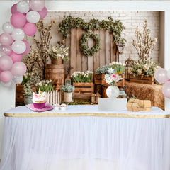 Lofaris Rustic Spring Floral Photography Backdrop with White Tulips, Elegant Studio Background for Photoshoot and Event Decor