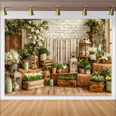 Lofaris Rustic Farmhouse Easter Backdrop with White Flowers and Eggs, Charming Spring Photography Background for Holiday Parties