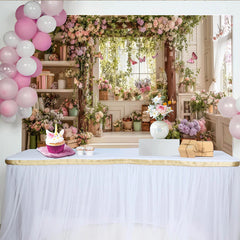 Lofaris Elegant Floral Garden Photography Backdrop with Pastel Flowers and Butterflies, Beautiful Studio Background for Portrait Photoshoot