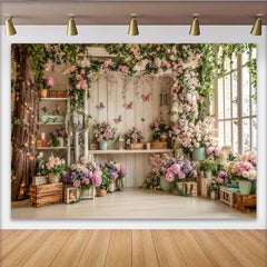 Lofaris Rustic Floral Photography Backdrop with Pink and Purple Flowers and Green Vines, Elegant Studio Background for Spring Portraits