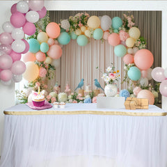Lofaris Pastel Bird Baby Shower Backdrop with Soft Balloons and Floral Arch, Elegant Party Background for Photoshoot Decoration