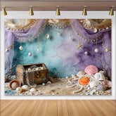 Lofaris Magical Underwater Treasure Photography Backdrop with Seashells Pearls, Fantasy Ocean Background for Kids Birthday Party