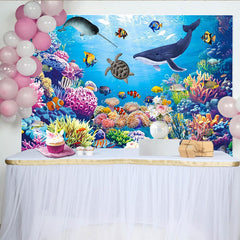 Lofaris Vibrant Underwater Photography Backdrop with Colorful Coral Reef and Marine Life, Ocean Theme Studio Background for Kids Party