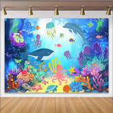Lofaris Vibrant Underwater Photography Backdrop with Whales and Dolphins, Colorful Ocean Sea Life Background for Studio Photoshoot