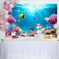 Lofaris Vibrant Underwater Coral Reef Natural Scenery Backdrop with Colorful Fish, Ocean Theme Photo Background for Studio