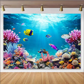 Lofaris Vibrant Underwater Coral Reef Natural Scenery Backdrop with Colorful Fish, Ocean Theme Photo Background for Studio