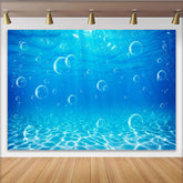 Lofaris Vibrant Blue Underwater Photography Backdrop with Bubbles, Ocean Theme Background for Studio Photoshoot and Party Decor